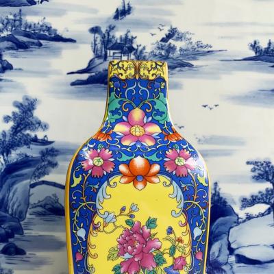 Bình Tứ Giác Họa Tiết Chim Hoa